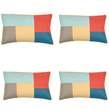 Cushion Pillow Covers Pack of 4 Geo Beige Block Design Rectangle Cushion Cover 30cm x 50cm