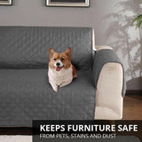 190x195cm Seater Pet Sofa Protector Cover Quilted Couch Covers Lounge Slipcover - Grey