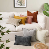 Yellow Chenille Crosshatch Textured Pillow Covers Set of 2 - Modern Minimalist Sofa Bed Cushion Covers 45x45cm & 30x50cm(without pillow core)