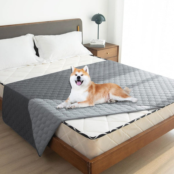 Grey 2-Sided Waterproof Pet Sofa Cover - Dog Bed Protector Blanket for Furniture, Couches & Car Seats (200x200cm, Machine Washable)