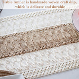 White-Grey Bohemian Woven Table Runner with Tassels(30X183CM) - Wrinkle-Resistant Striped Table Scarf for Wedding, Holiday & Outdoor Party