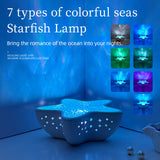 Starfish Water Ripple Projection Lamp 7-Colors Rechargeable - Ambiance Night Light