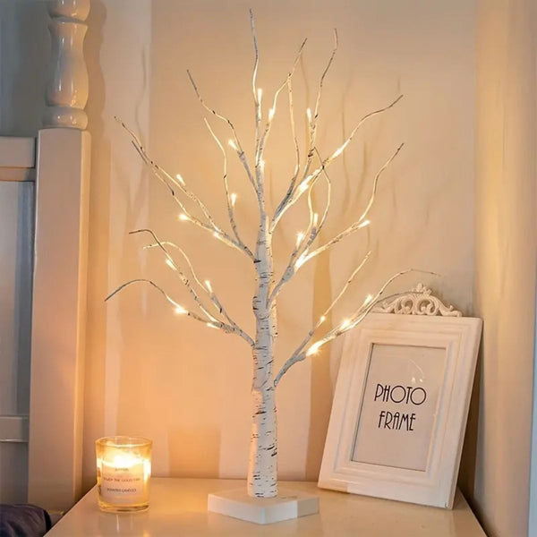 Night Light Decor 144 LEDS Birch Tree Lamp with Bendable Branches Style - Warm White Romantic Decorative