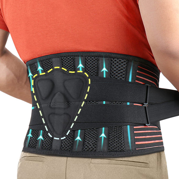 Compression Belt waist belt M Size Black Double-Compression Sports Waist Trimmer with 4 Steel Plates and 2 Spring Stays for Strength Training & Back Protection