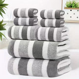 Towels 8-Piece Grey Luxury Coral Fleece Towel & Bath Sheet Set -