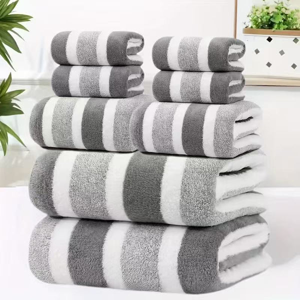 Towels 8-Piece Grey Luxury Coral Fleece Towel & Bath Sheet Set -