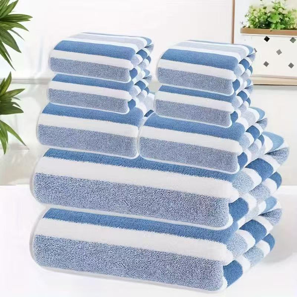 Towels 8-Piece Blue Luxury Coral Fleece Towel & Bath Sheet Set - Ultra-Soft High-Density Absorbent Towels Complete Bundle