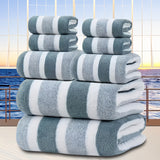 Towels 8-Piece Green Luxury Coral Fleece Towel & Bath Sheet Set