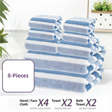 Towels 8-Piece Green Luxury Coral Fleece Towel & Bath Sheet Set