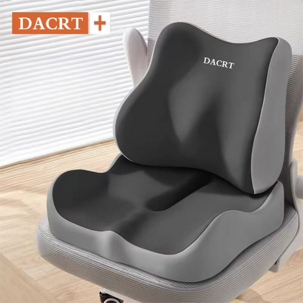 Cushion with Lumbar Support 2-piece Off- Grey Ergonomic Memory Foam Seat Cushion