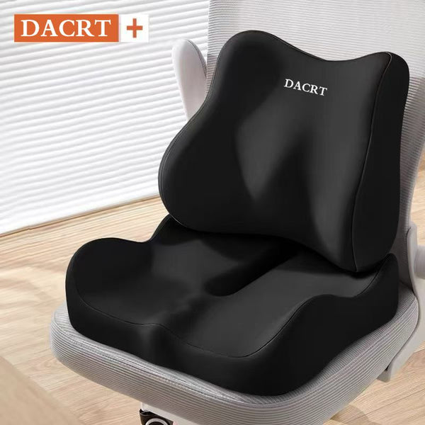 Cushion with Lumbar Support 2-piece Off- Black Ergonomic Memory Foam Seat Cushion