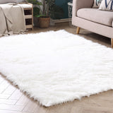 Rug Soft Rug Shaggy for Bedroom Living Room Mat 120x60cm White (IDRO)
