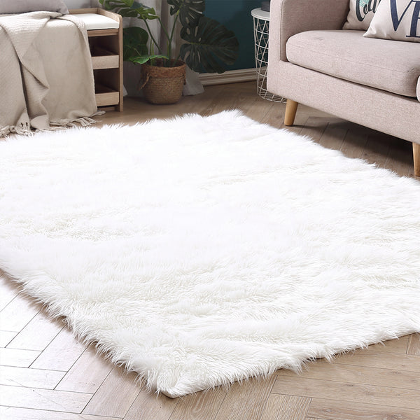 Rug Soft Rug Shaggy for Bedroom Living Room Mat 120x60cm White (IDRO)