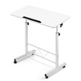 Desk Portable Wheels stand adjustable desk Laptop Desk Notebook Table Sit Stand White
