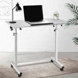 Desk Portable Wheels stand adjustable desk Laptop Desk Notebook Table Sit Stand White