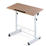 Desk Portable Wheels stand adjustable Mobile desk Laptop Desk Notebook Computer Table Sit Stand Study  Height Adjustable  Light Wood