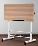 Desk Portable Wheels stand adjustable Mobile desk Laptop Desk Notebook Computer Table Sit Stand Study  Height Adjustable  Light Wood