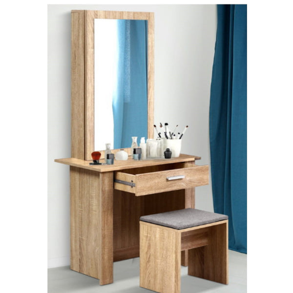 Beauty Table Mirror And  Stool Mirror And Shelves Jewellery  Storage Makeup