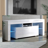 Stand Cabinet With LIGHT effects 1.3m  in  High Gloss Storage TV Stand - White Media Cabinet