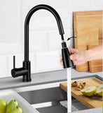 Tap water with Pull-out Mixer Tap Black. Faucet k