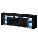 Stand Cabinet With LIGHT effects in  High Gloss TV Stand 160cm  Cabinet Entertainment Unit Stand  Furniture Black