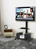 TV Stand for 32 to 70 Inch Screens Portable wheels Swivel Adjustable Black STAND A L O N E