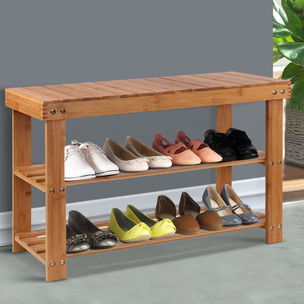 Storage and Seat Shoe Rack Wooden Seat Bench Organiser Shelf Stool  70 x 46 x 25.5 cm