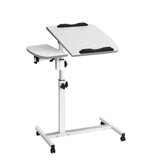 Desk Portable Wheels Stand Adjustable On Wheels Device Stand Rotating - White