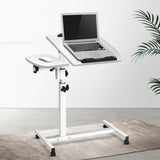 Desk Portable Wheels Stand Adjustable On Wheels Device Stand Rotating - White