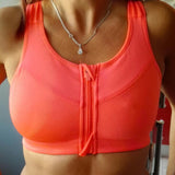 Sports Bra Women With  Front Zipper Fitness Shirt Push Up Plus Size S-XXXXXL