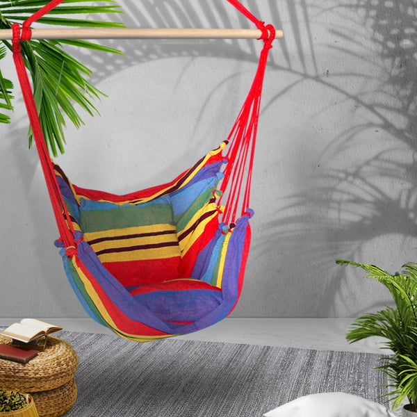 Swing Hammock Hanging Chair Swing with Cushion - Multi-colour