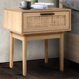 Bedside Tables Table 1 Drawer Storage Cabinet Rattan Wood Nightstand