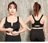 Sports Bra Women With  Front Zipper Fitness Shirt Push Up Plus Size S-XXXXXL
