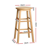 Stools Set of 2 From Wood -Style Backless Bar Stools Kitchen stools - Natural D/F