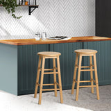 Stools Set of 2 From Wood -Style Backless Bar Stools Kitchen stools - Natural D/F