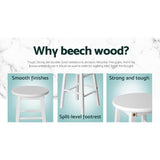 Stool Set of 2 Beech Wood Backless Bar Stools - White