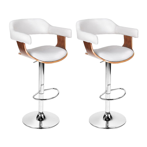 Stool x2-Two Bar kitchen table stool White and Chrome