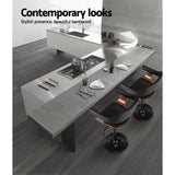 Stool Curved design With Gas Lift PU Leather - Black and Wood