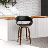 Stool Swivel PU Leather Bar Stool - Wood and Black