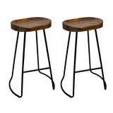 Stool Set of 2 Backless Wood Bar Stools 75cm - Black