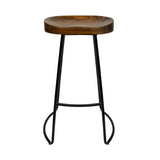 Stool Set of 2 Backless Wood Bar Stools 75cm - Black