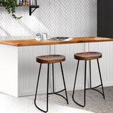 Stool Set of 2 Backless Wood Bar Stools 75cm - Black