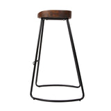 Stool Set of 2 Wood Backless Bar Stools 65cm - Black and Dark Natural