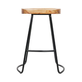 Stool Set of 2 Wood Backless Bar Stools 65cm - Black and Light Natural