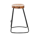 Stool Set of 2 Wood Backless Bar Stools 65cm - Black and Light Natural