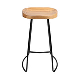 Stool Set of 2 Wood Backless Bar Stools 75cm - Black and Light Natural