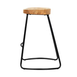 Stool Set of 2 Wood Backless Bar Stools 75cm - Black and Light Natural