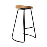 Stool Set of 2 Wood Backless Bar Stools 75cm - Black and Light Natural