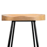 Stool Set of 2 Wood Backless Bar Stools 75cm - Black and Light Natural