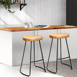 Stool Set of 2 Wood Backless Bar Stools 75cm - Black and Light Natural